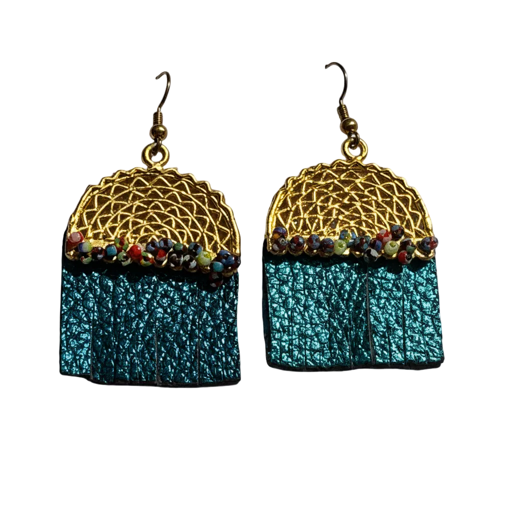 Rich Metallic blue leather tassel