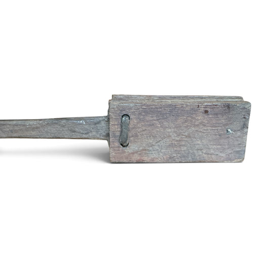 Otoch rustic handcrafted wooden clapper made from weathered reclaimed timber with a natural patina and metal detail.