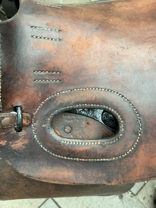 Antique 20th Century WWI Horse Saddle Bar Stool