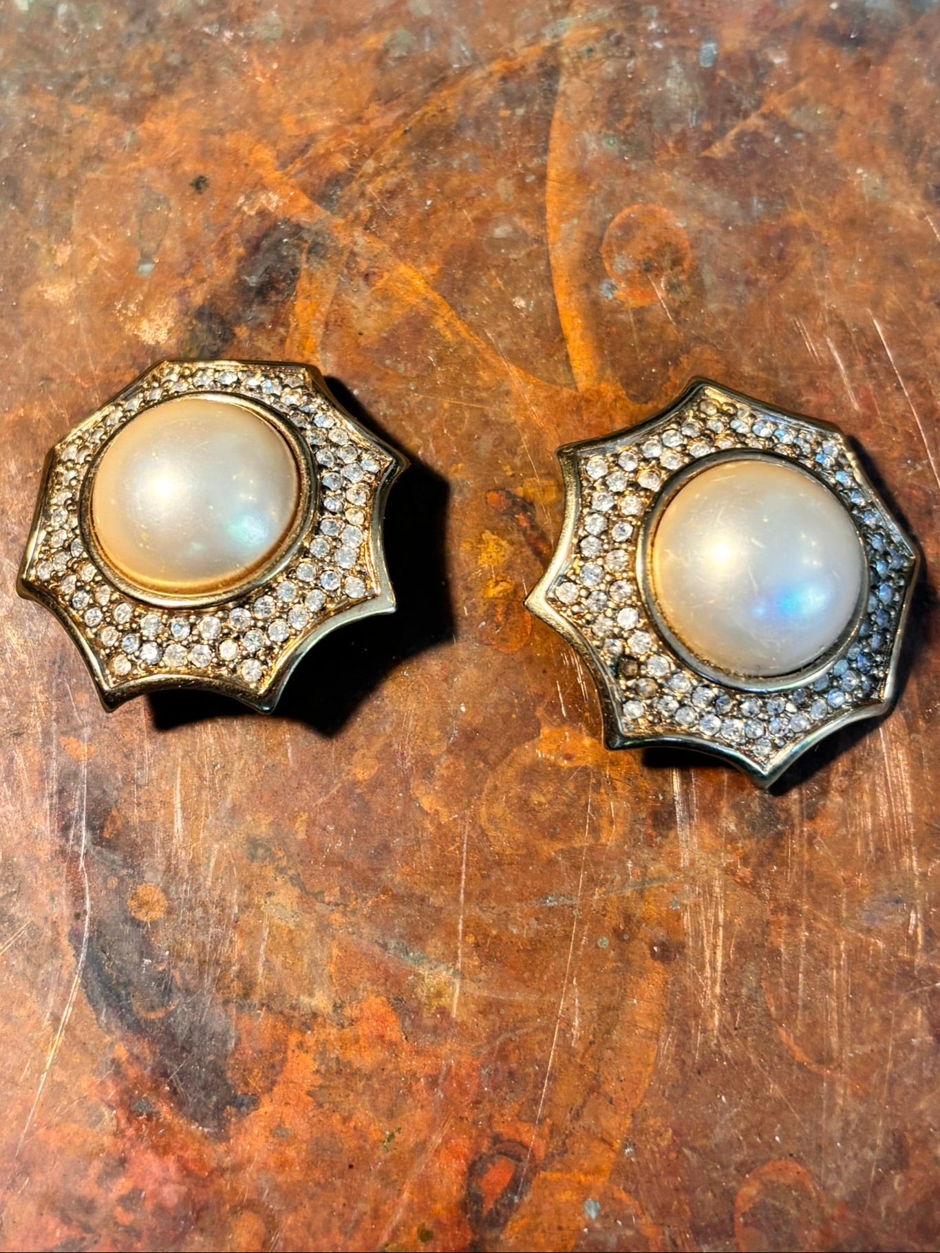 Swarovski Pearl and Diamante clip ons