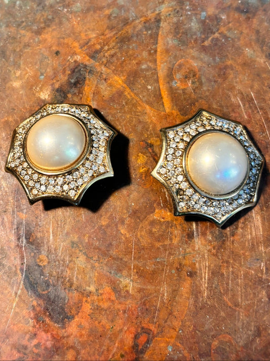 Swarovski Pearl and Diamante clip ons