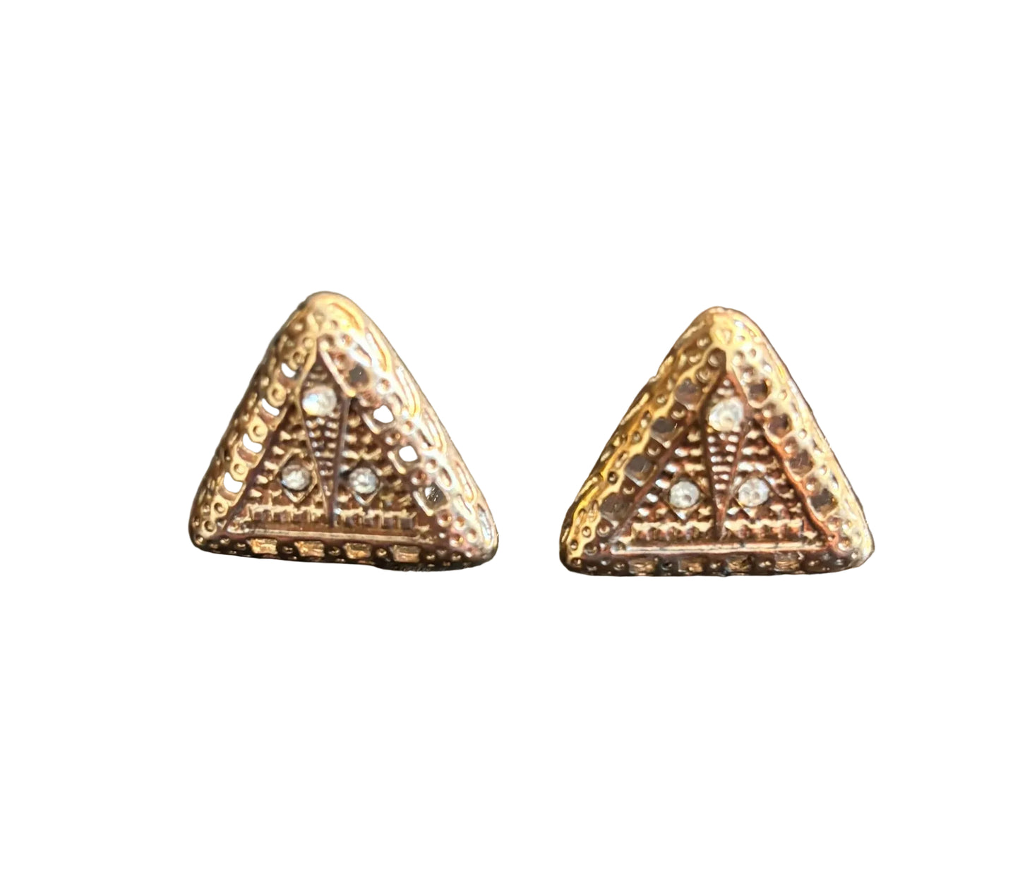 Vintage Triangle Gold Aztec Earrings