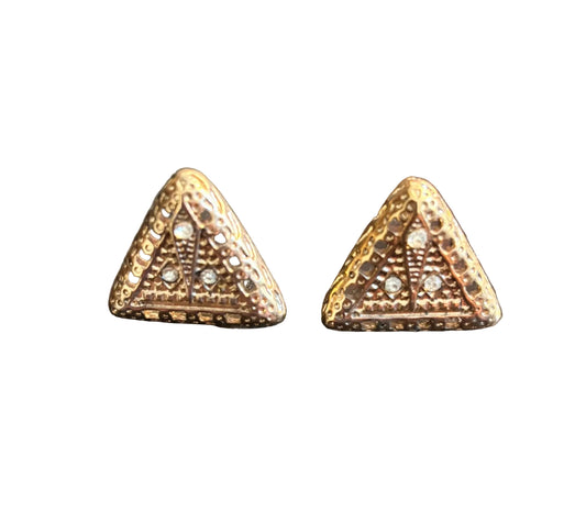 Vintage Triangle Gold Aztec Earrings
